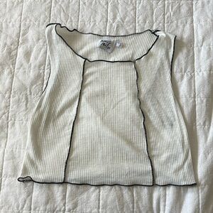 Princess Polly white and black tank size US 10, cropped